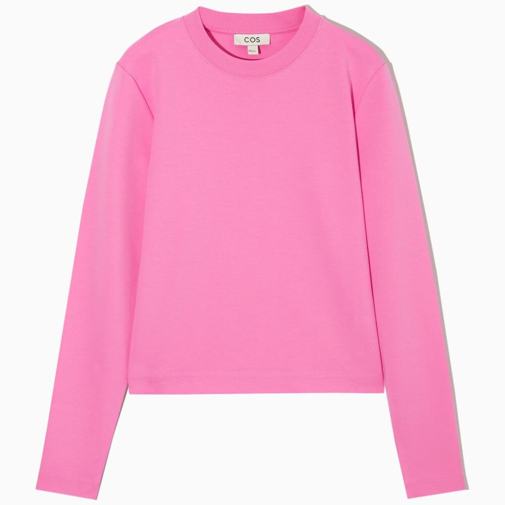 COS NWT clean cut regular long-sleeved t-shirt in pink - size small